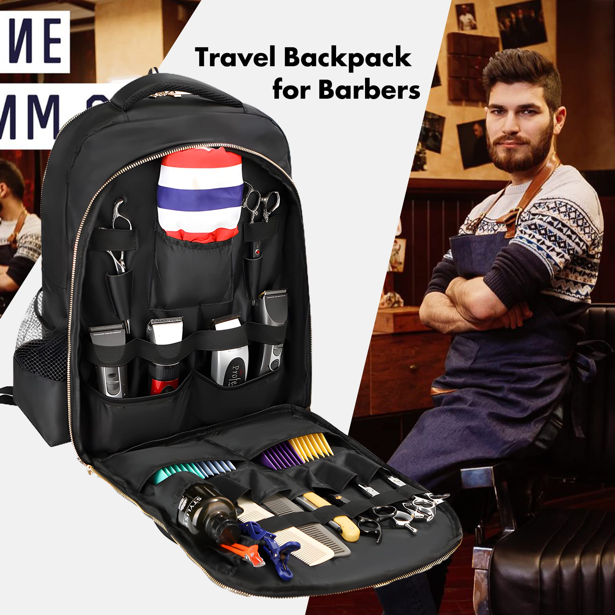 AIHOPESTO Barber Travel Backpack high-capacity clipper storage for essential tools