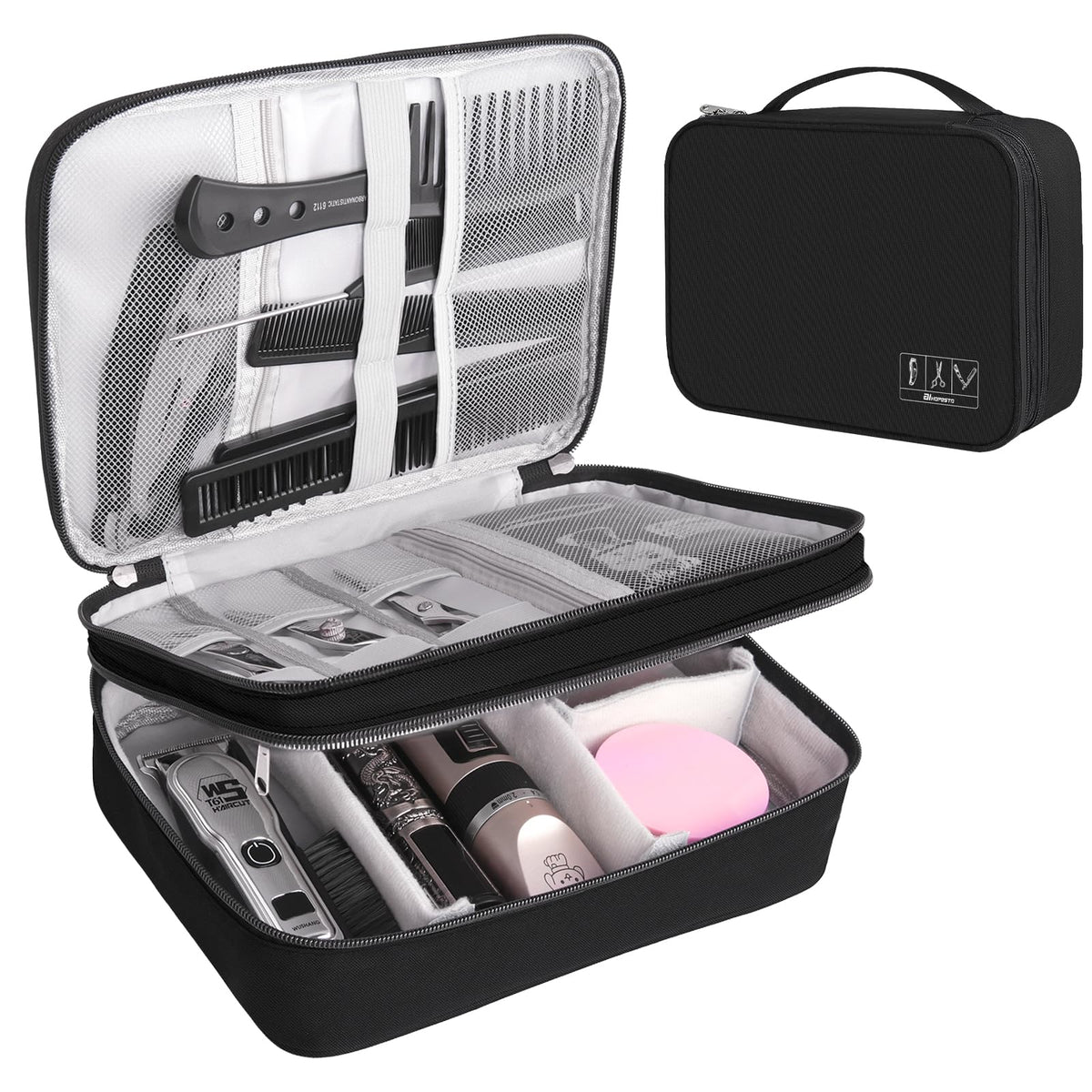 AIHOPESTO barber case travel bag keeps clippers organized on the go