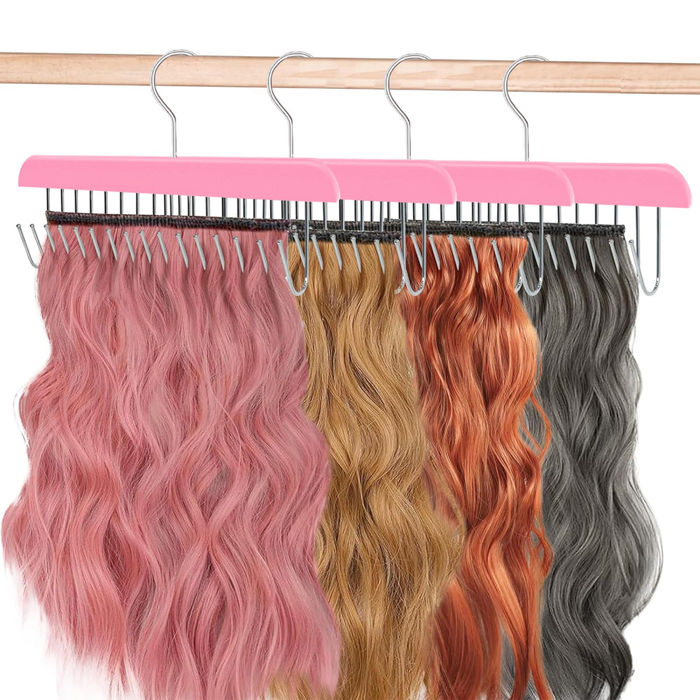 AIHOPESTO hair extension holder pink holds multiple extensions for compact storage