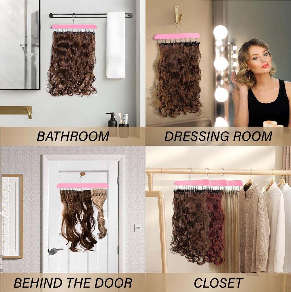 AIHOPESTO hair extension holder pink 360 rotating hook enables flexible placement