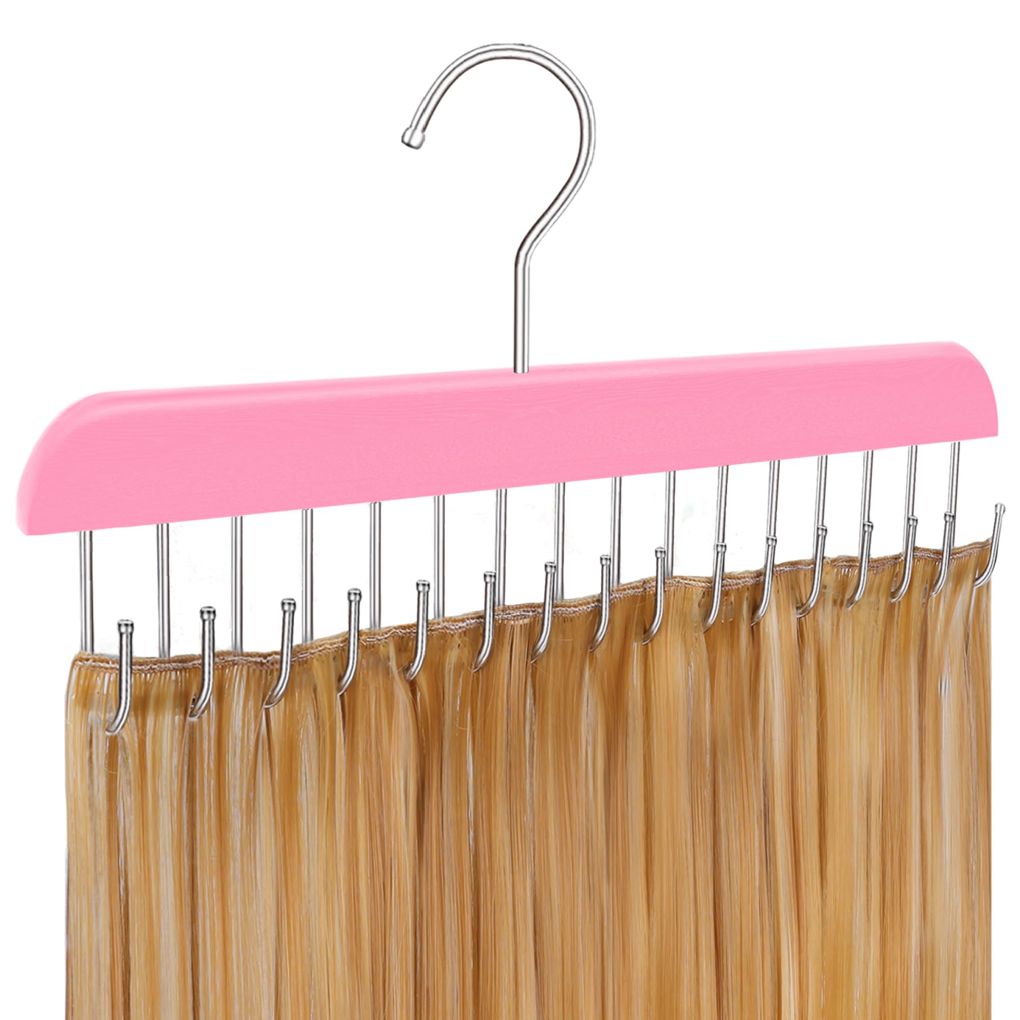 AIHOPESTO hair extension holder pink angle view for tangle-free organization