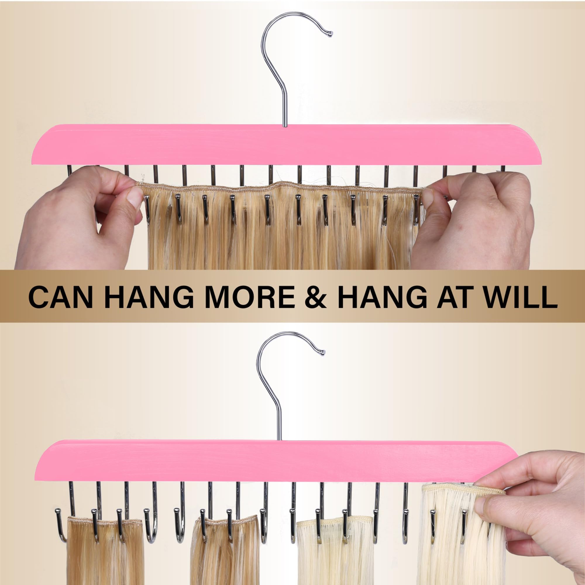 AIHOPESTO hair extension holder pink compact design saves counter or shelf space