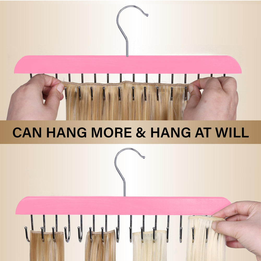 AIHOPESTO hair extension holder pink compact design saves counter or shelf space