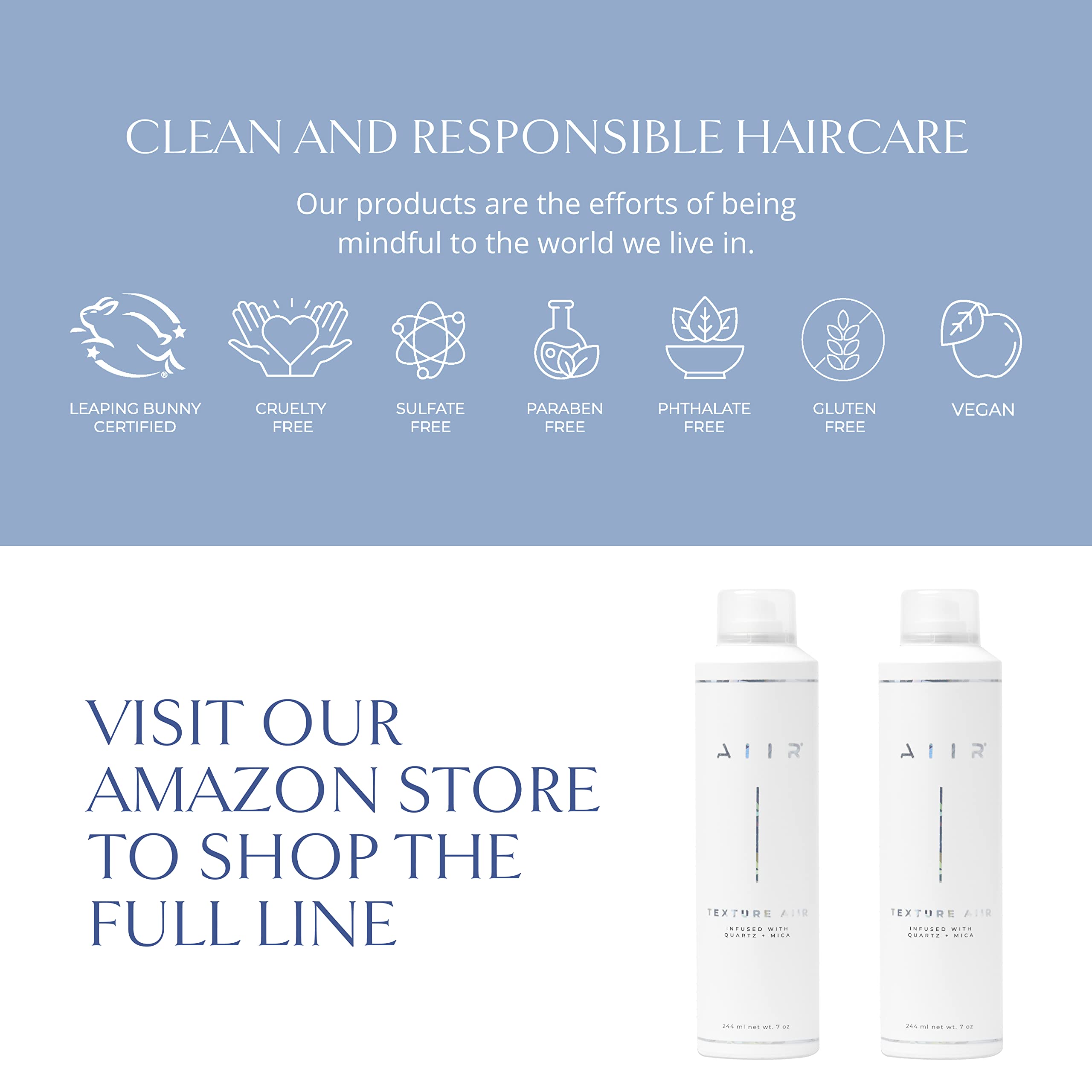 AIIR Texture product shot emphasizes clean formula and scent.