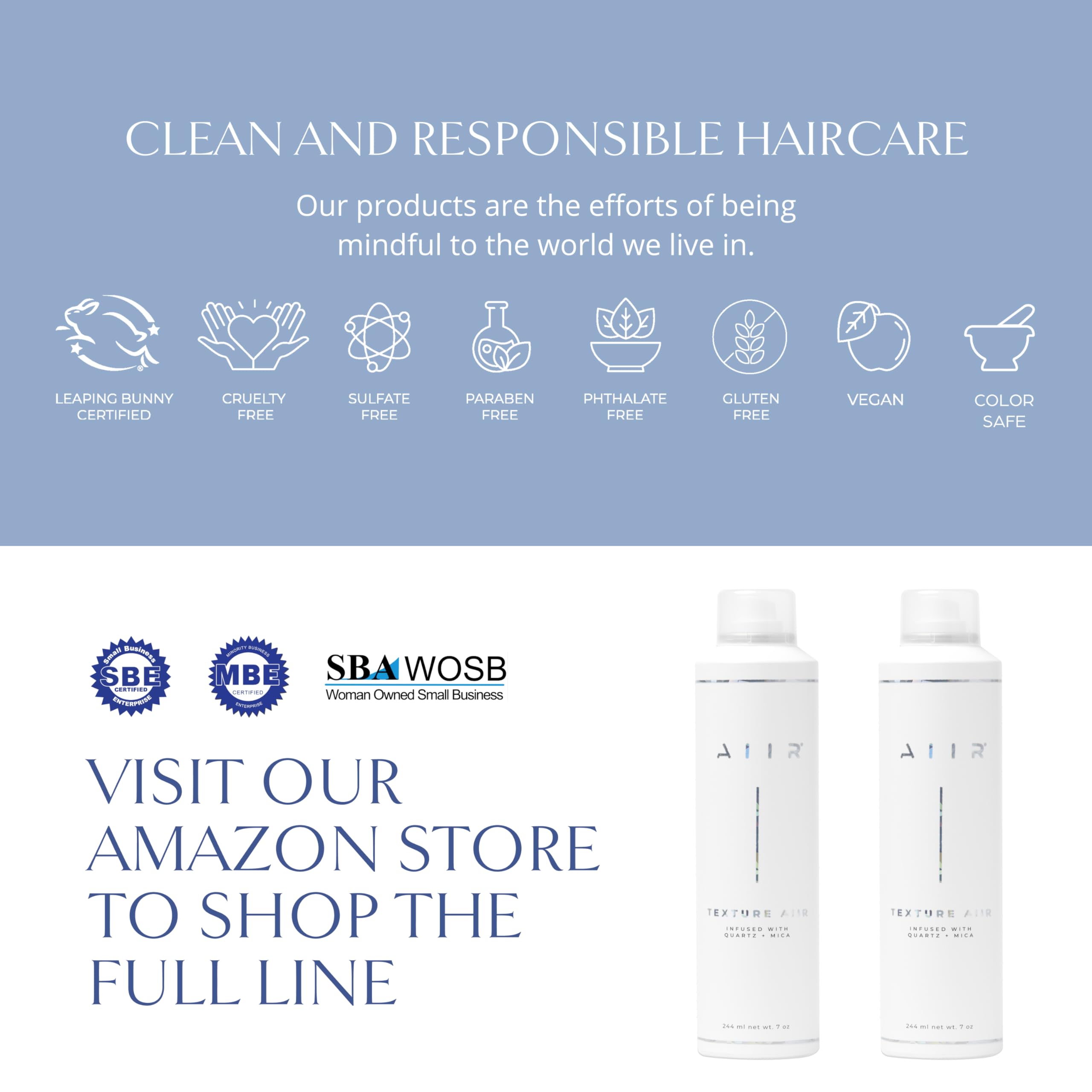 AIIR Crystal Quartz infused formula supports a refreshed mood during styling.