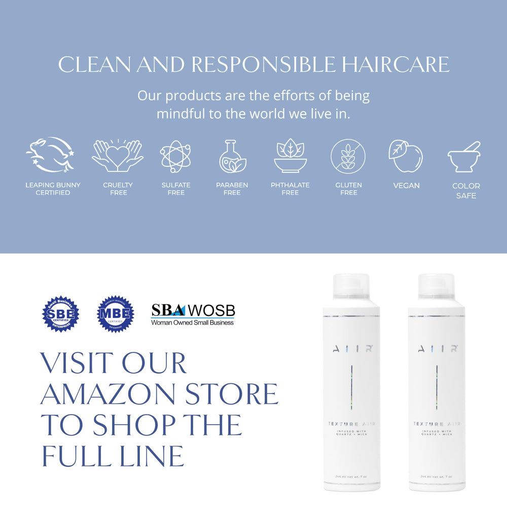 AIIR Crystal Quartz infused formula supports a refreshed mood during styling.