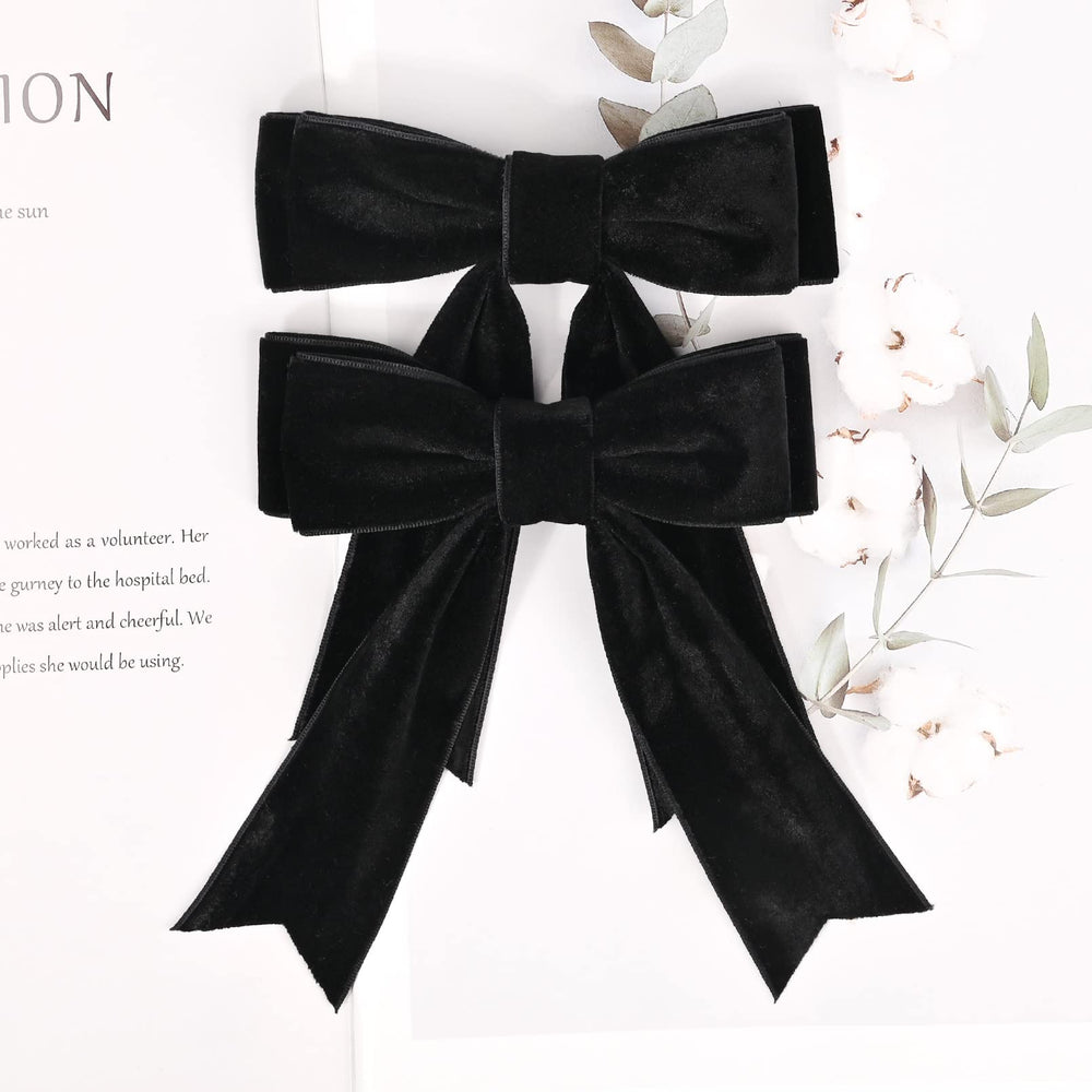 Aileam black velvet hair bow daily wear complements any outfit.