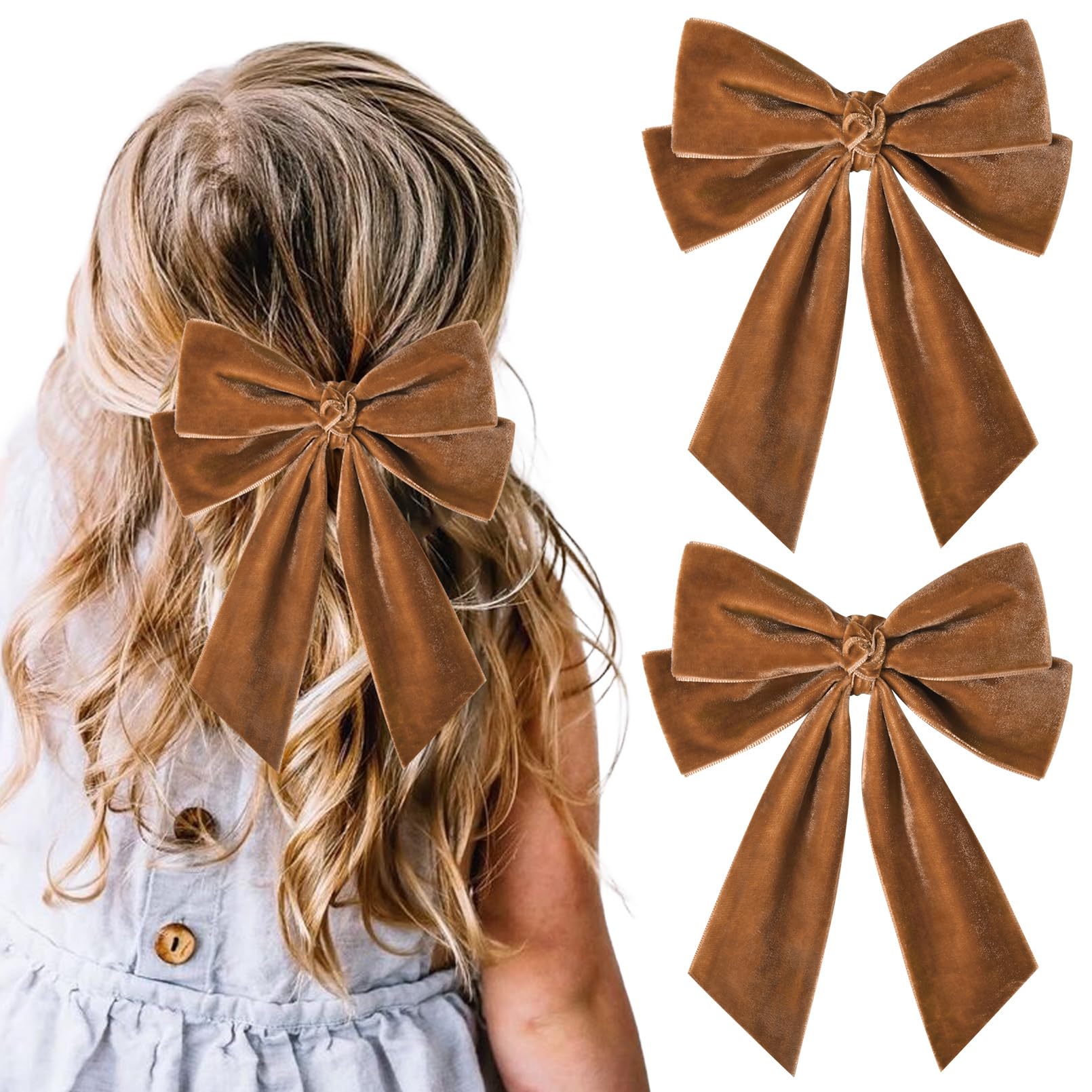 Aileam brown velvet bow clip on hair adds timeless style to daily outfits.