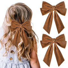 Aileam brown velvet bow clip on hair adds timeless style to daily outfits.