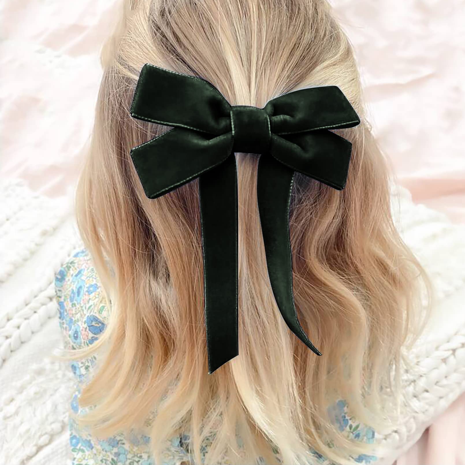 Aileam green velvet bow on a headband for versatile outfits and simplicity