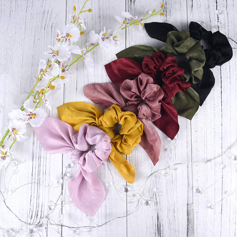 Aileam satin scrunchies black bow with reliable grip for daily wear
