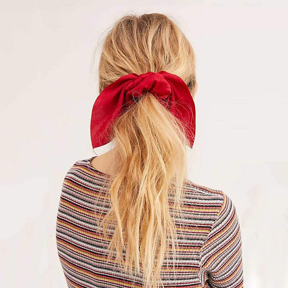 Aileam satin scrunchies maroon bow complements outfits and hair gently