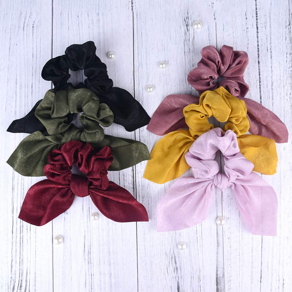 Aileam satin scrunchies two-in-one-design with removable bow for versatile styling