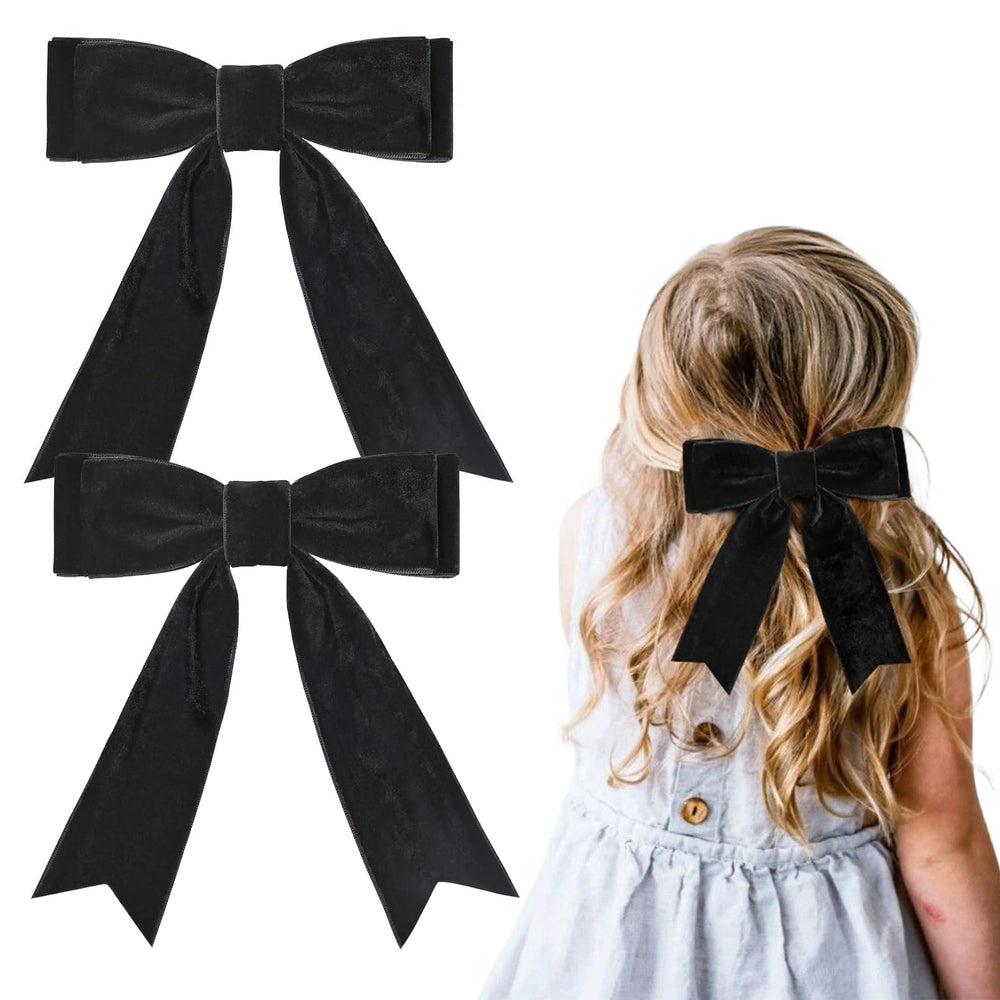 Aileam velvet black hair bow clip 5inch enhances everyday outfits.