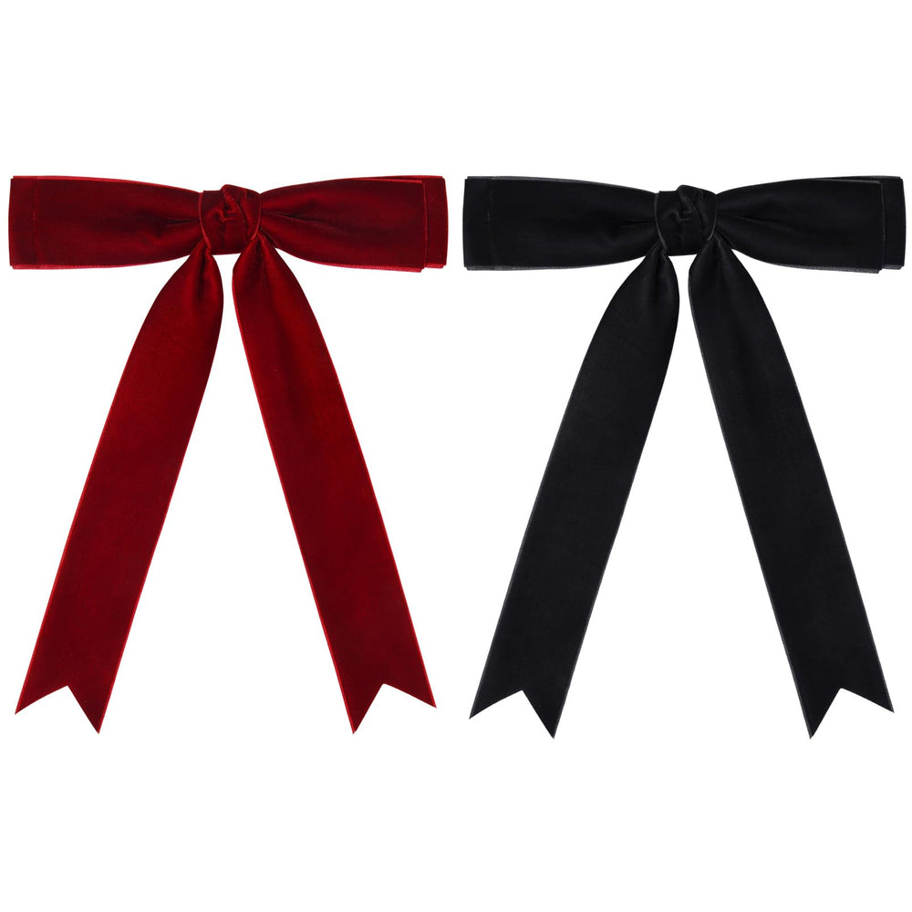 Aileam velvet bow in black on clip, soft touch for comfortable all-day wear