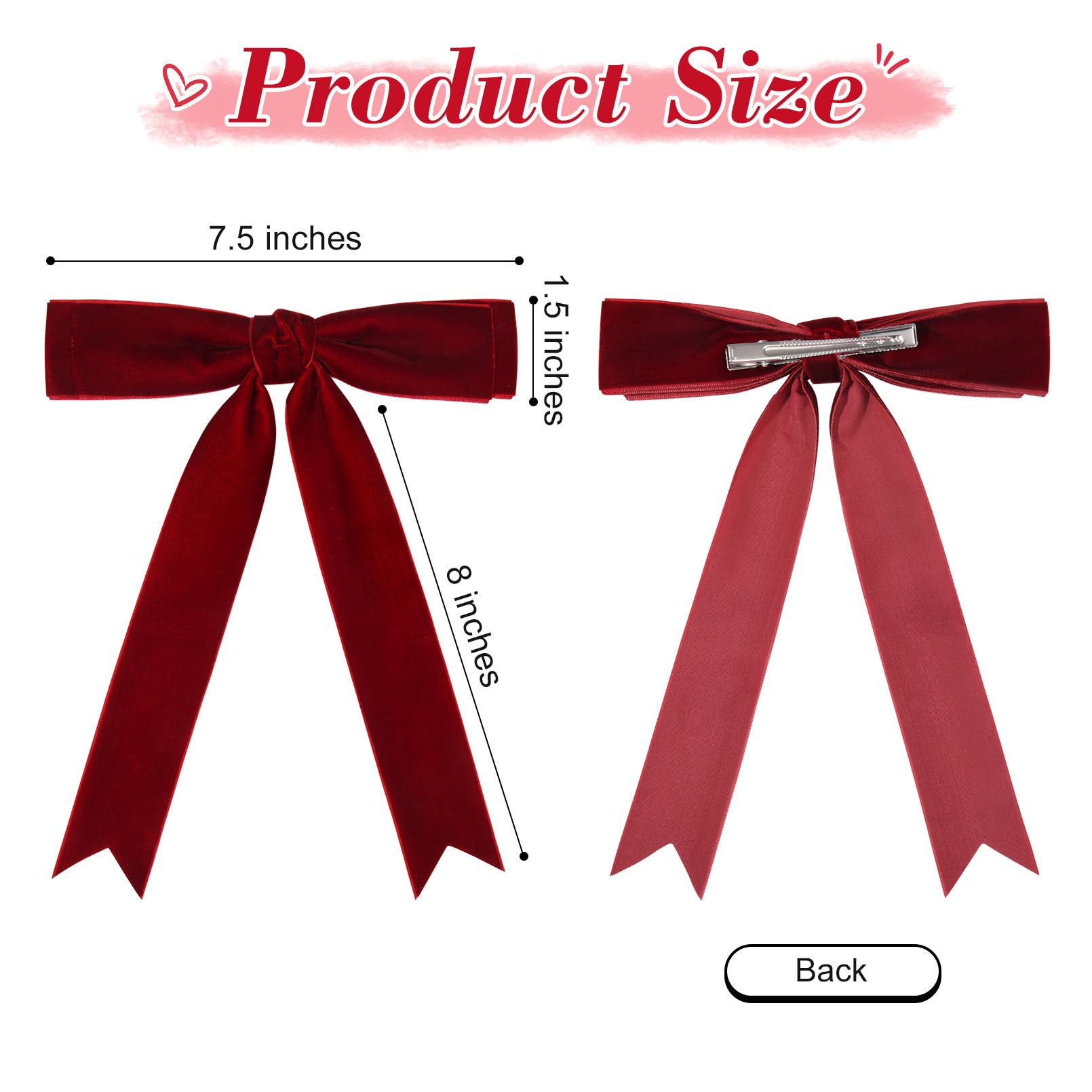 Closeup texture of Aileam velvet bow with clip for luxurious feel