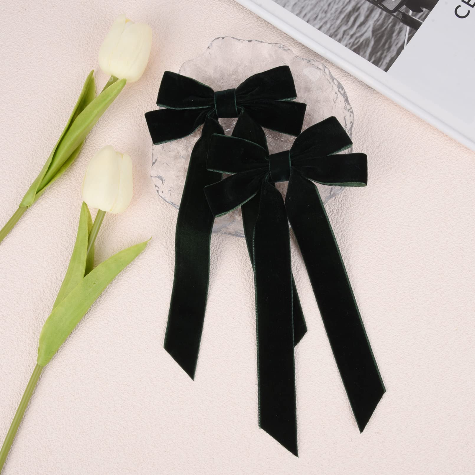 Aileam velvet bow worn by a baby girl for special occasions and photos