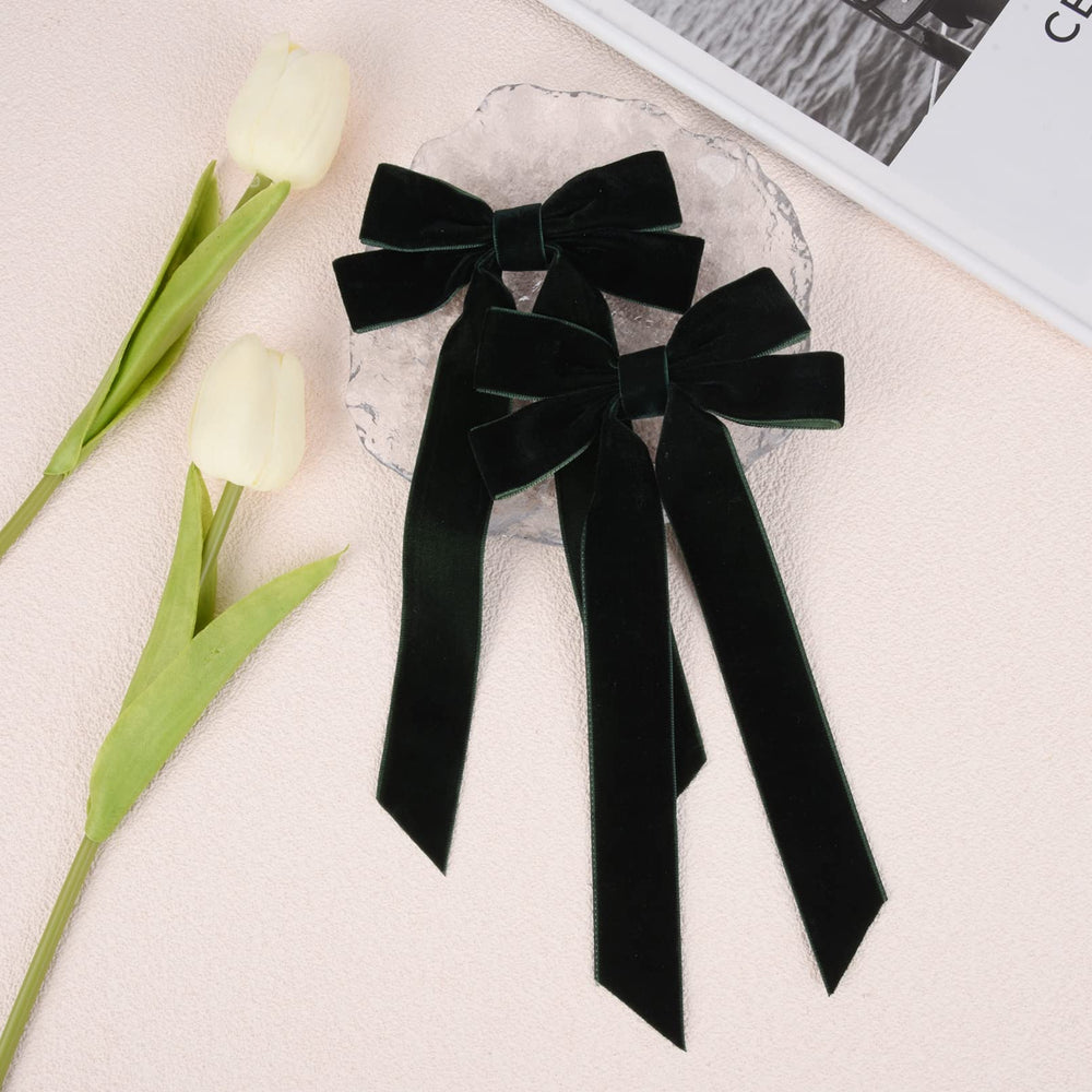 Aileam velvet bow worn by a baby girl for special occasions and photos