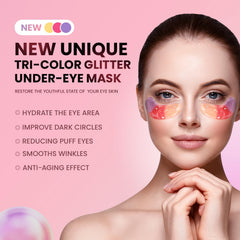 AILEORY Under Eye Patches tri-color glitter pads close-up emphasizing hydration