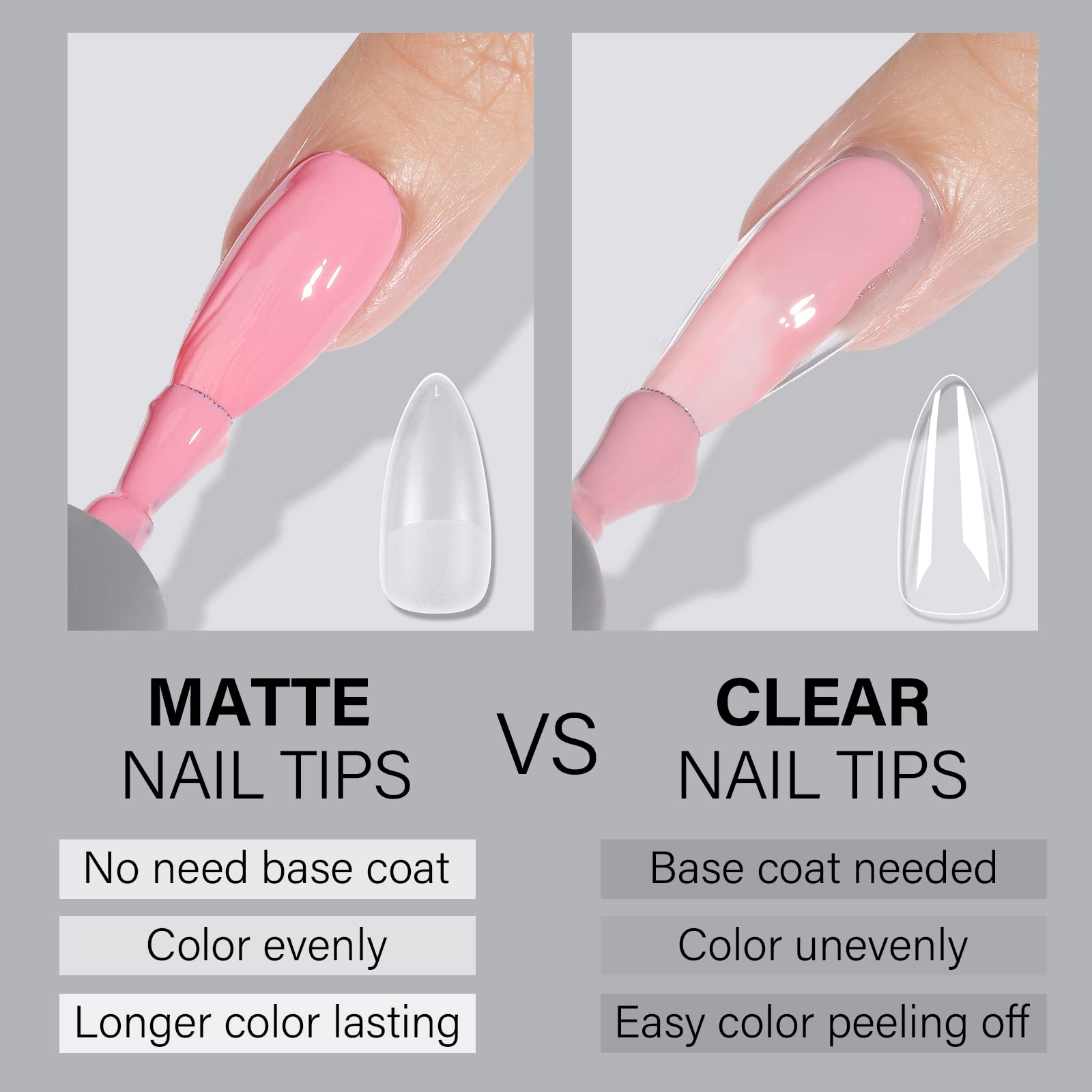 AILLSA almond full-cover nail tips no base coat claim for faster manicures
