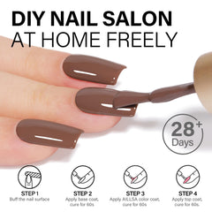 AILLSA Brown Gel Nail Polish Christmas art on nails featuring festive styling