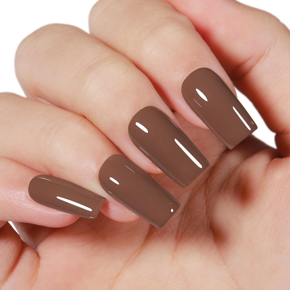 AILLSA Brown Gel Nail Polish swatch display with high pigment and glossy finish
