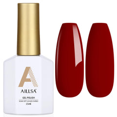 AILLSA Cherry Red Gel Polish bottle shot shows rich burgundy shade for statement nails