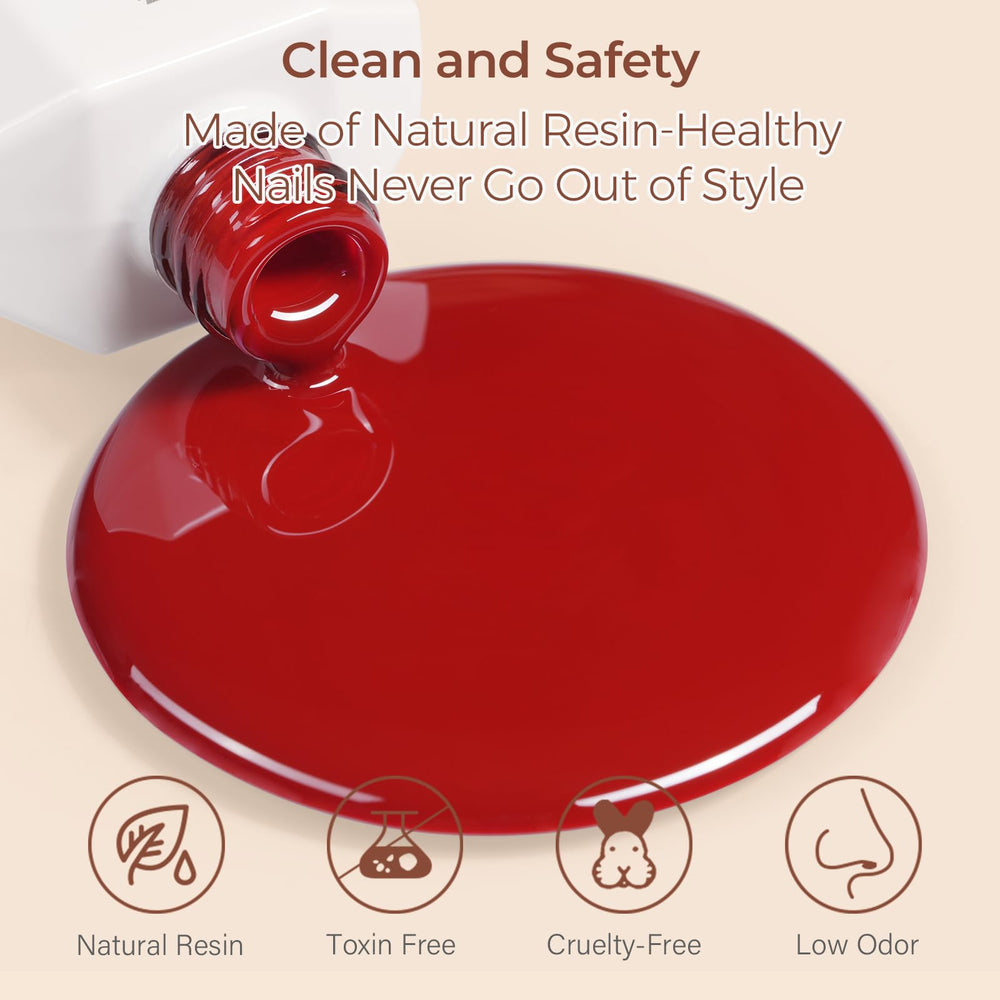 AILLSA Cherry Red gel polish LED/UV cure image shows long-lasting glossy finish