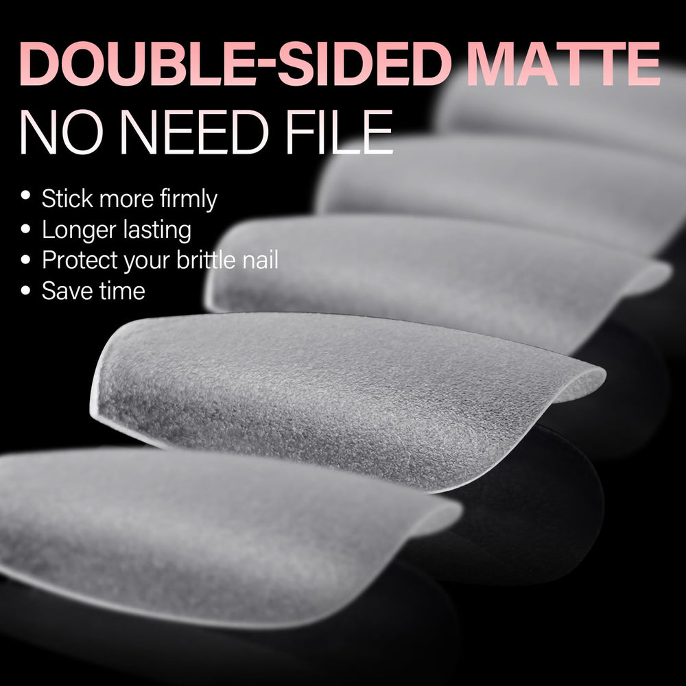 AILLSA double-sided matte nail tips designed for easy, polish-free application.