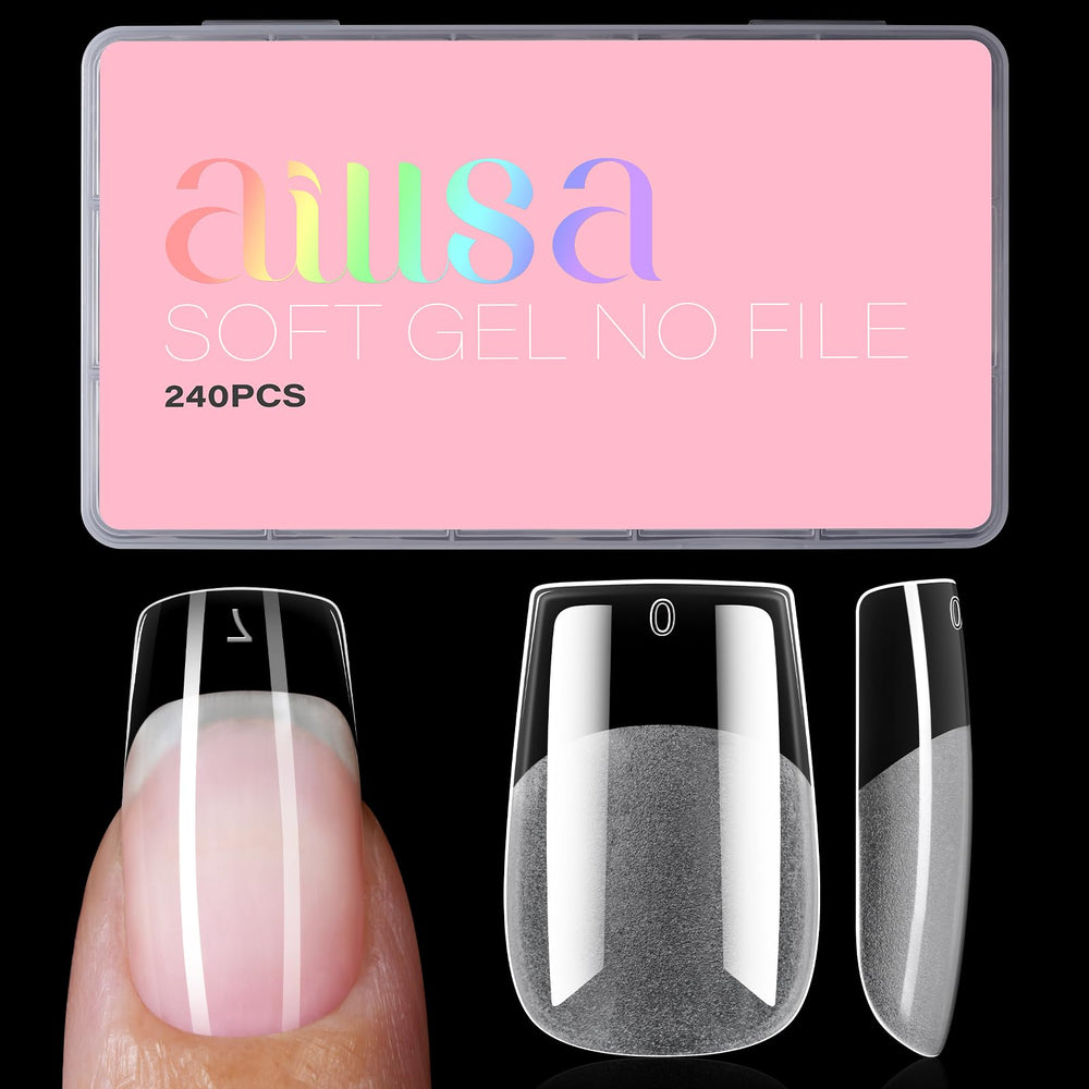 AILLSA medium-square nail tips box top view for easy DIY nails