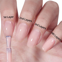 AILLSA Nude Gel Polish Pink Bunny manicure ready shot highlights smooth, even application