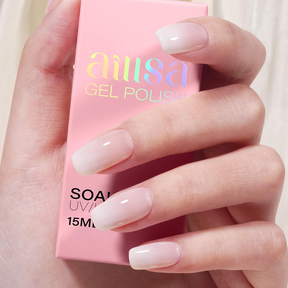 AILLSA Nude Gel Polish Pink Bunny sheer-to-opaque shade displayed with layered color depth