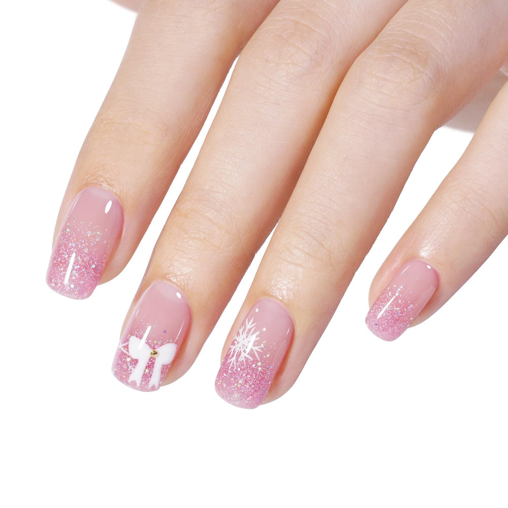 AILLSA Pink Glitter Gel Nail Polish hand swatch demonstrates rainbow iridescent shimmer.