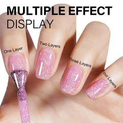AILLSA Pink Glitter Gel Nail Polish UV LED cure under lamp for lasting shine.