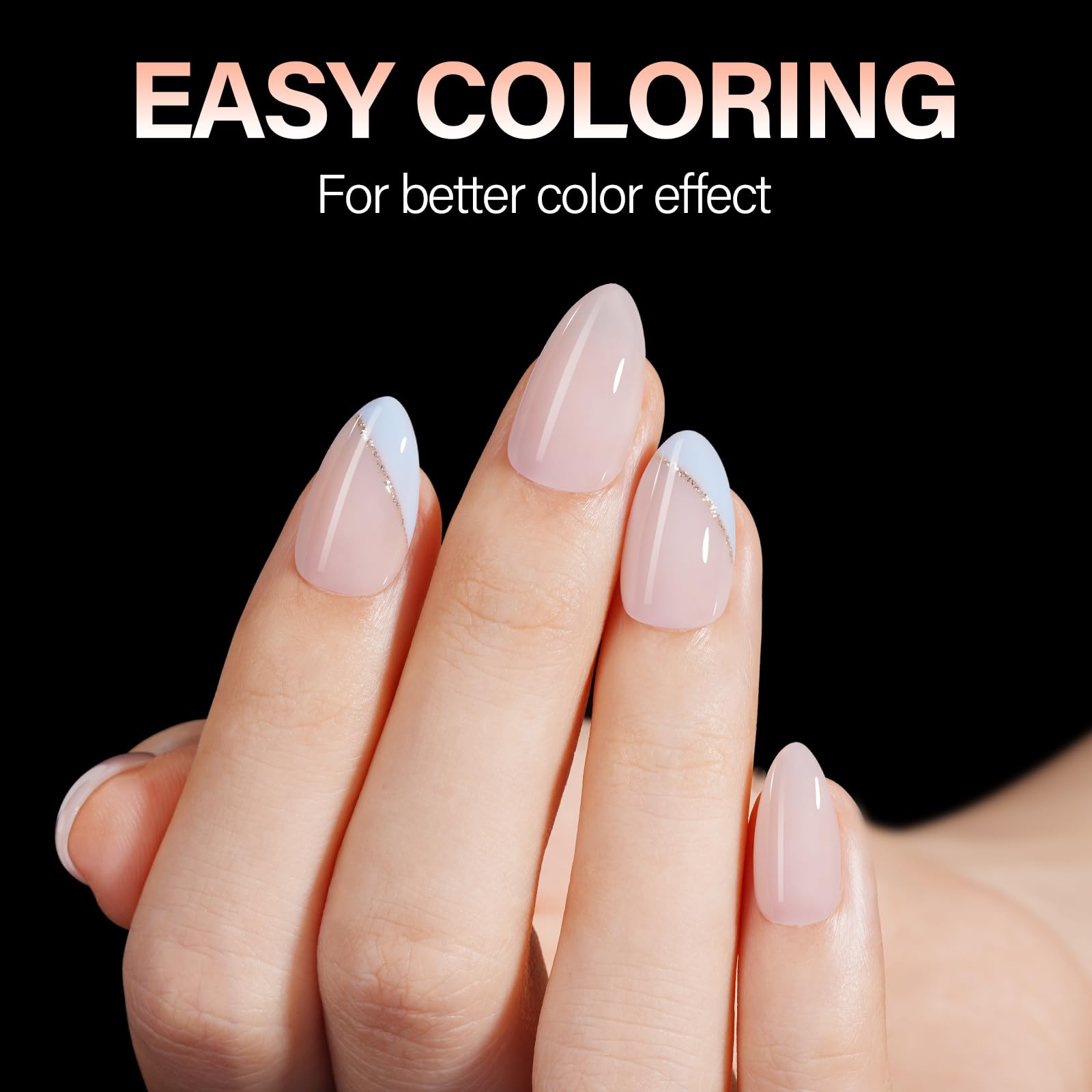 AILLSA Short Almond Nail Tips 504pcs clear set for full-cover nail extensions.