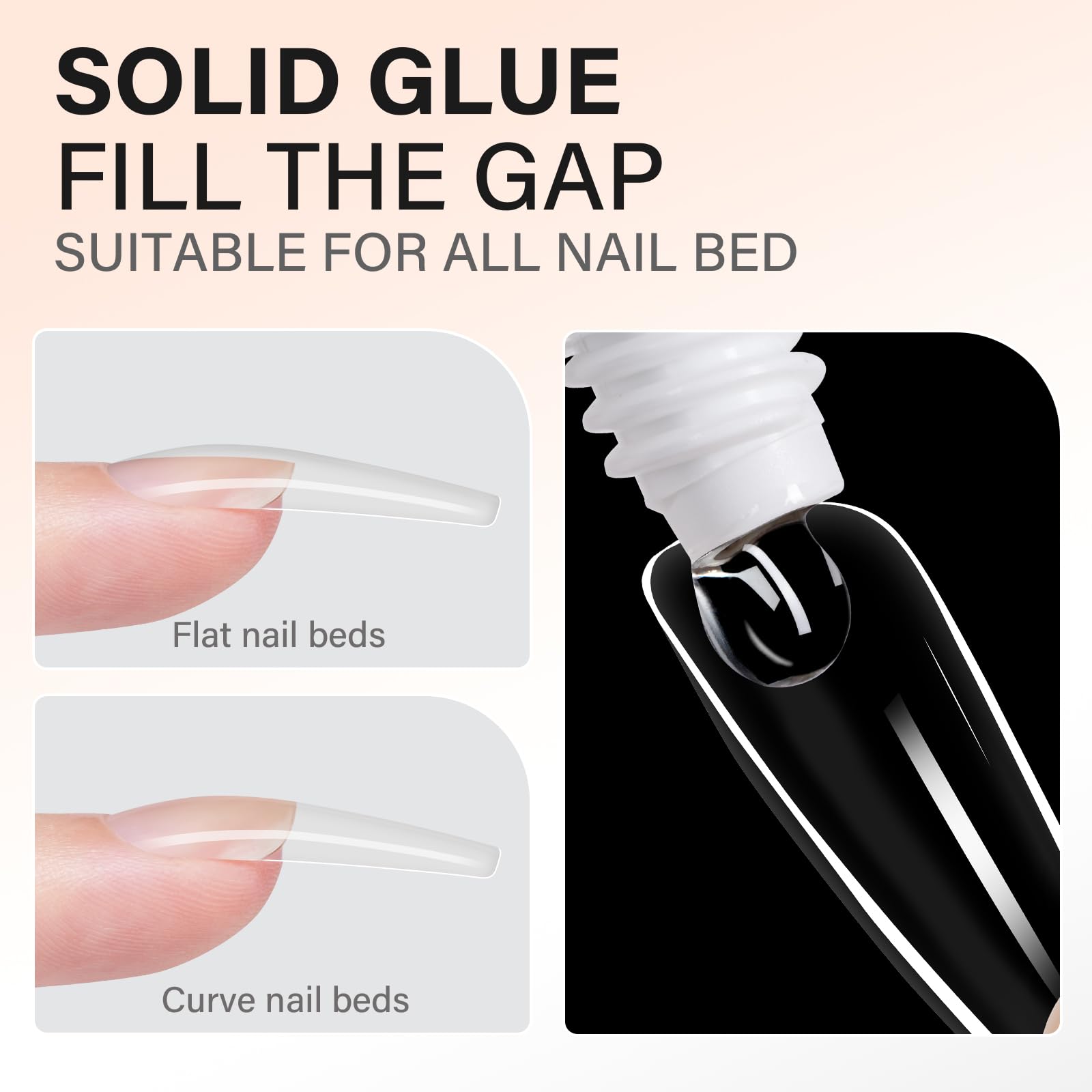 AILLSA solid gel nail glue applying to nail tips for fast, secure tip bonding.