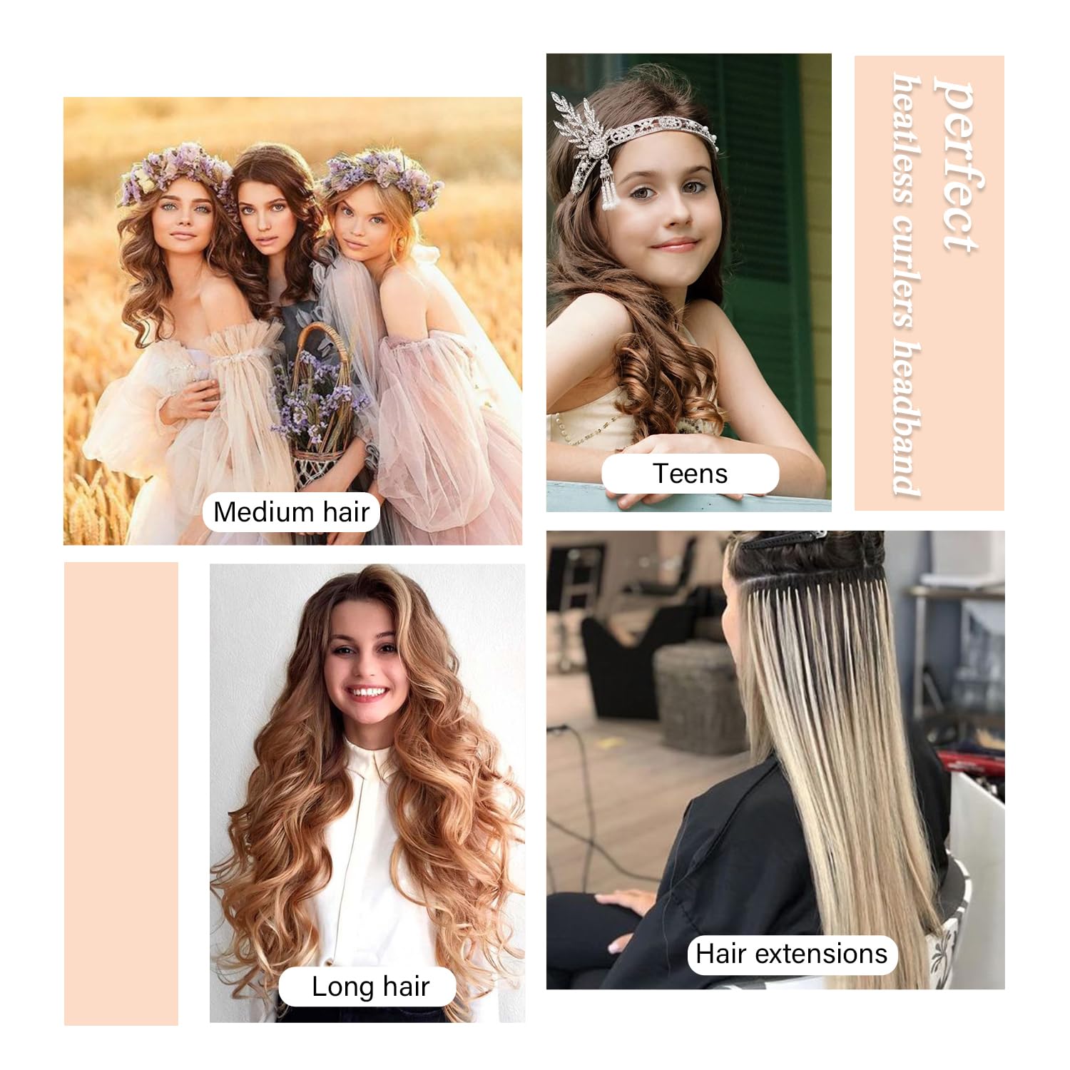 Ailsa heatless curlers in khaki color ready for long-hair styling.
