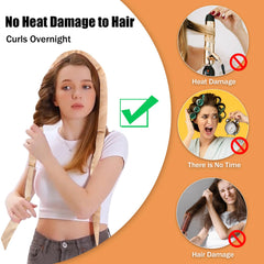 Ailsa curler set includes clip and scrunchies for secure overnight styling.