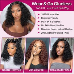 Ailwelia Curly Bob Wig shows pre-plucked hairline for seamless parting.