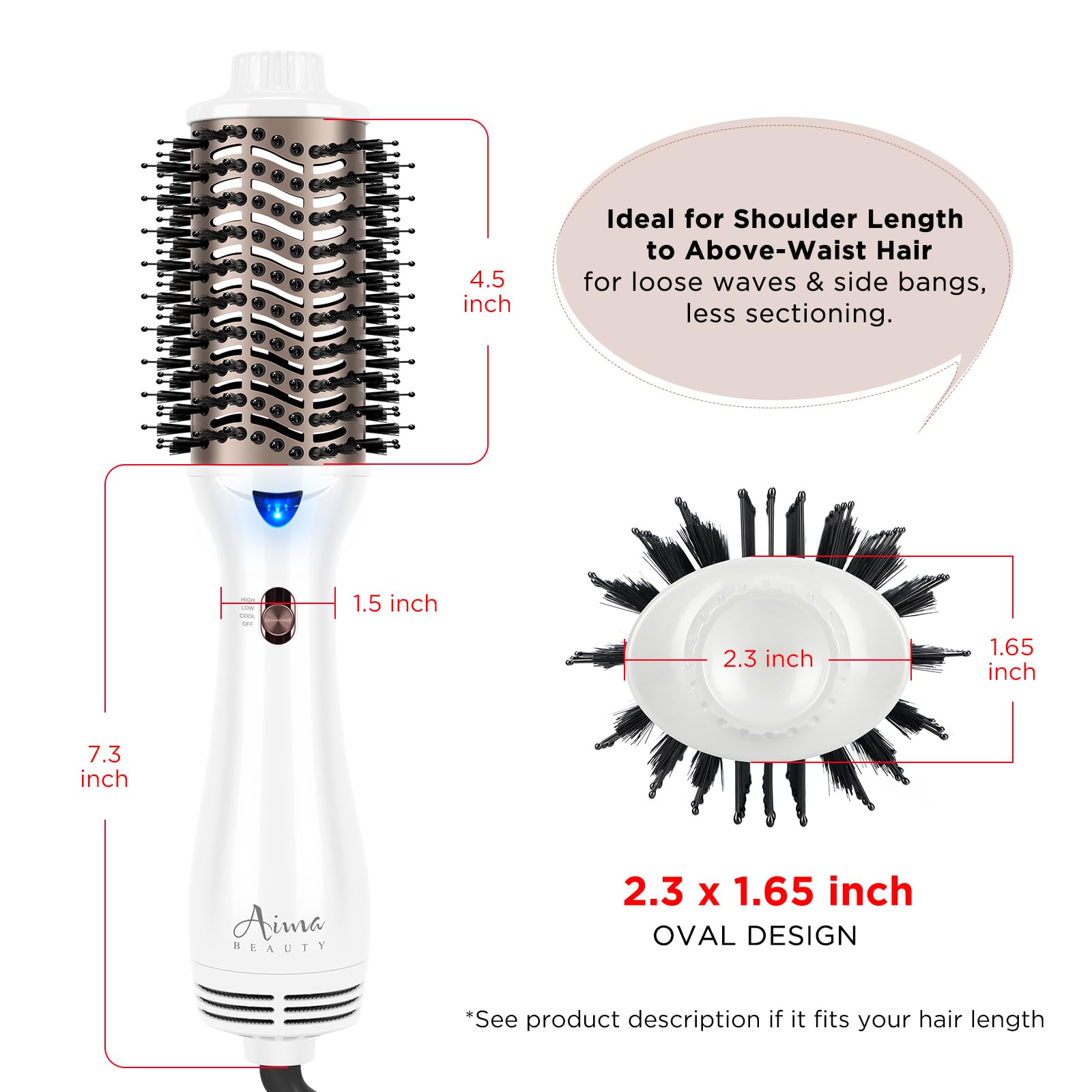 Aima Beauty ergonomic handle for comfortable styling sessions