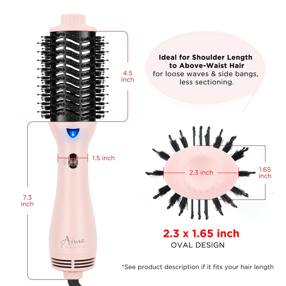 Aima Beauty nylon pin bristles pink closeup for gentle detangling and smoothing.