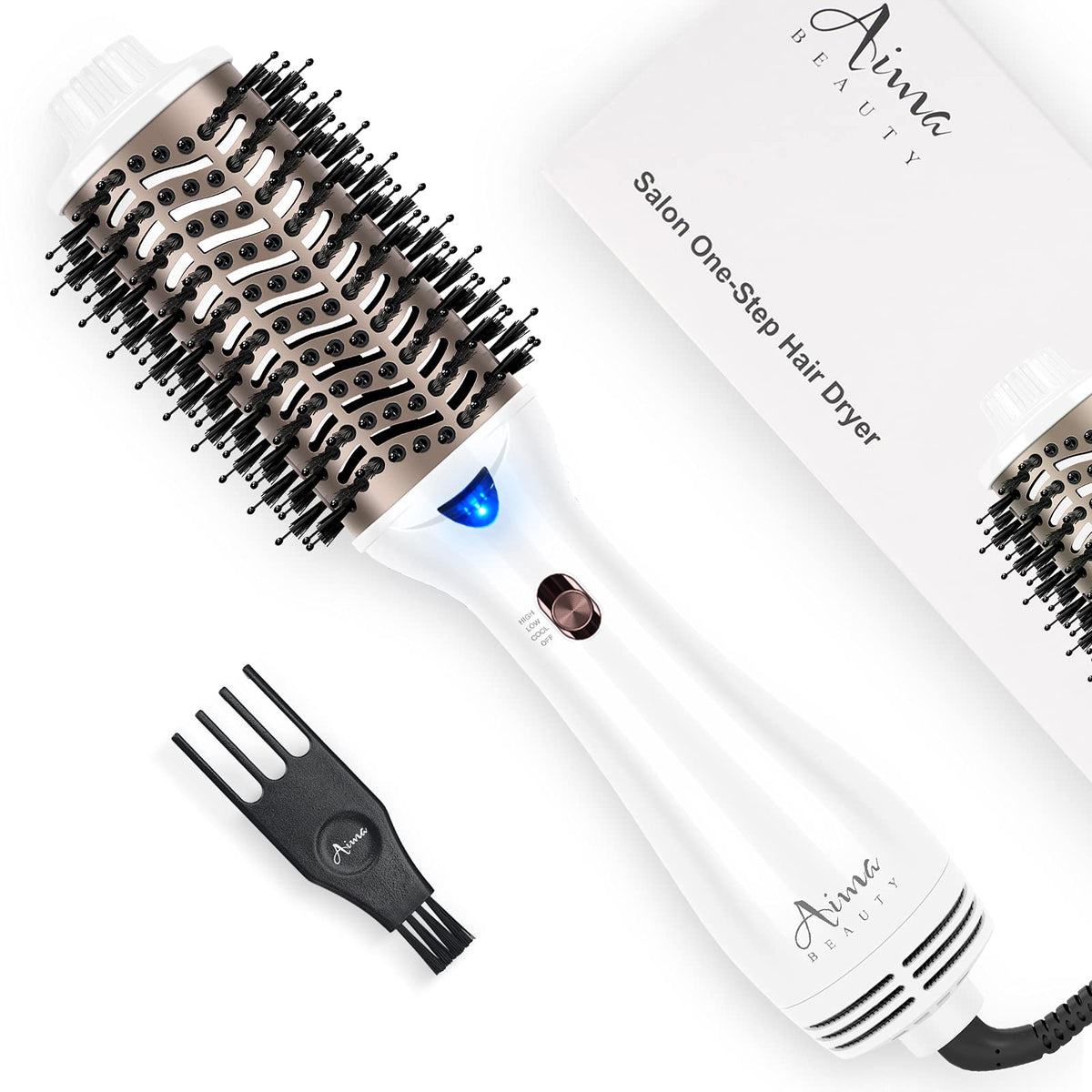 Aima Beauty One Step Dryer-Volumizer White hair tool for volume and shine