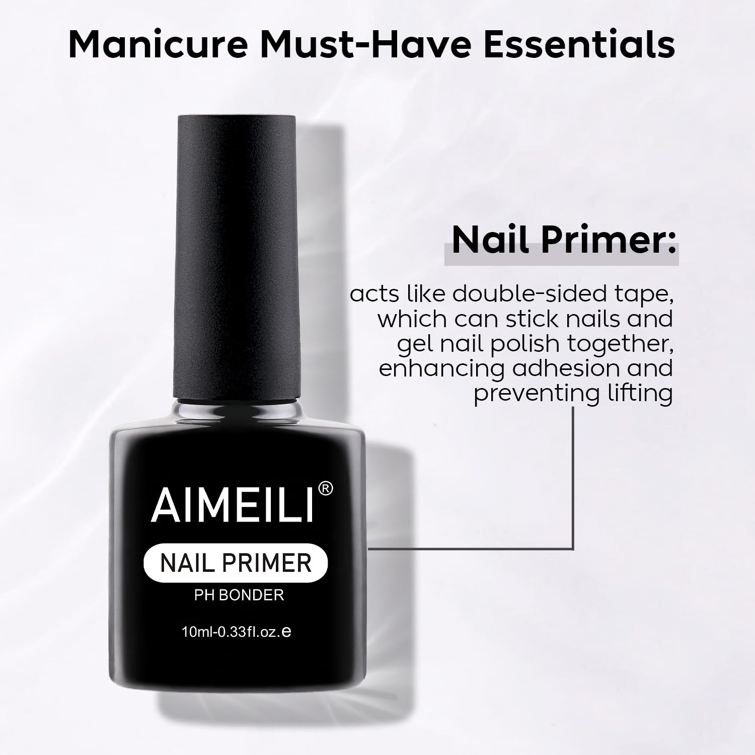 AIMEILI Nail Prep Bond Primer adhesion-test swatch highlights lift-resistance potential