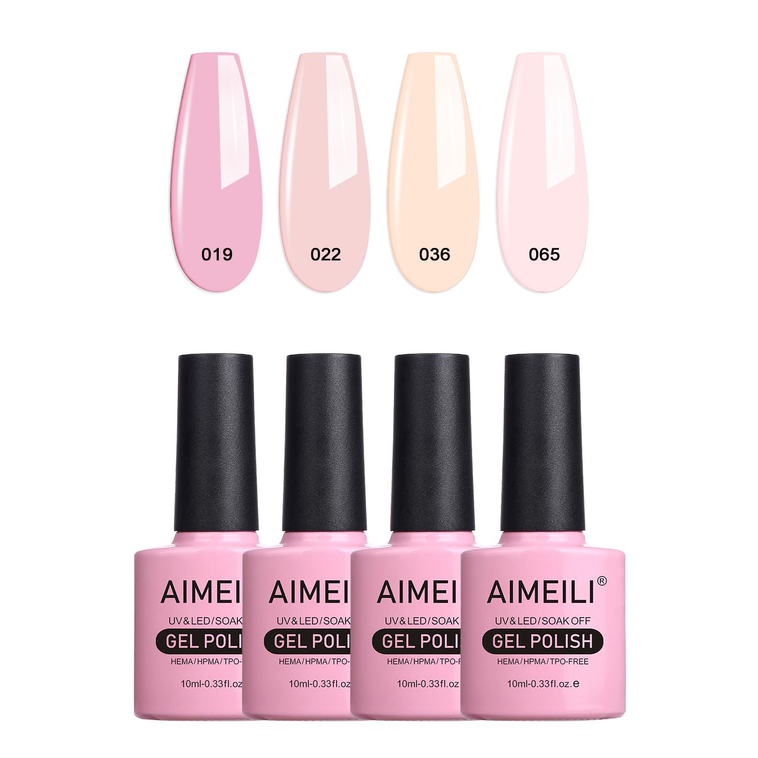 AIMEILI nude gel bottle closeup with glossy finish for long-lasting shine
