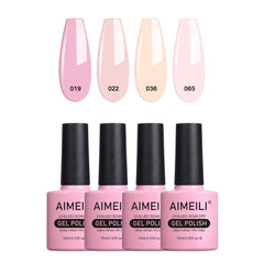 AIMEILI nude gel bottle closeup with glossy finish for long-lasting shine