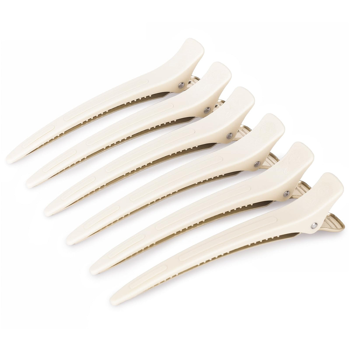 AIMIKE desert titanium 4.8-inch clip close-up shows extended grip for thick hair.