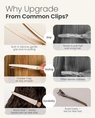 AIMIKE Desert Titanium clip near makeup area for tucking hair away.