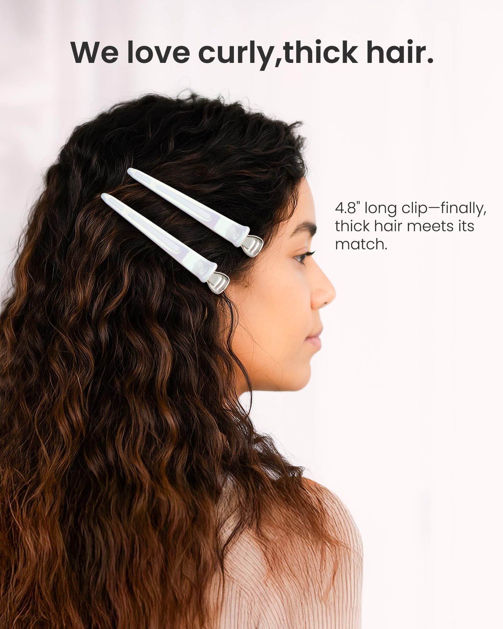 AIMIKE extended-4-8-inch hair clip in-use shows efficient sectioning for thick hair