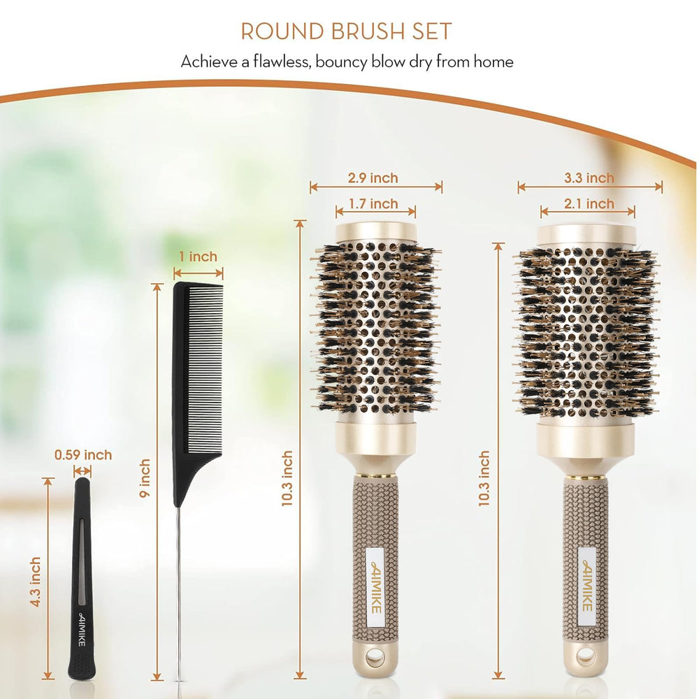 AIMIKE hair brush medium round barrel offering versatile styling for mid-length to long hair.