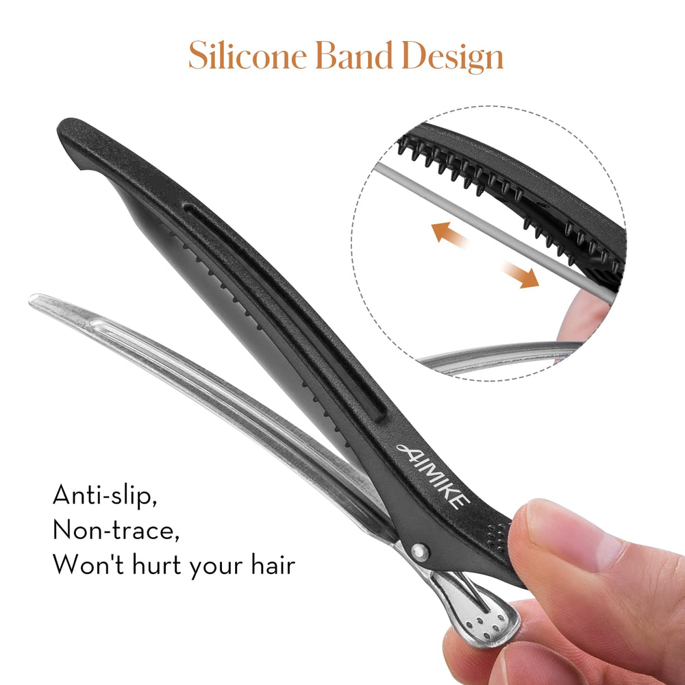 AIMIKE 6-pack hair clips displayed for easy sectioning during styling.